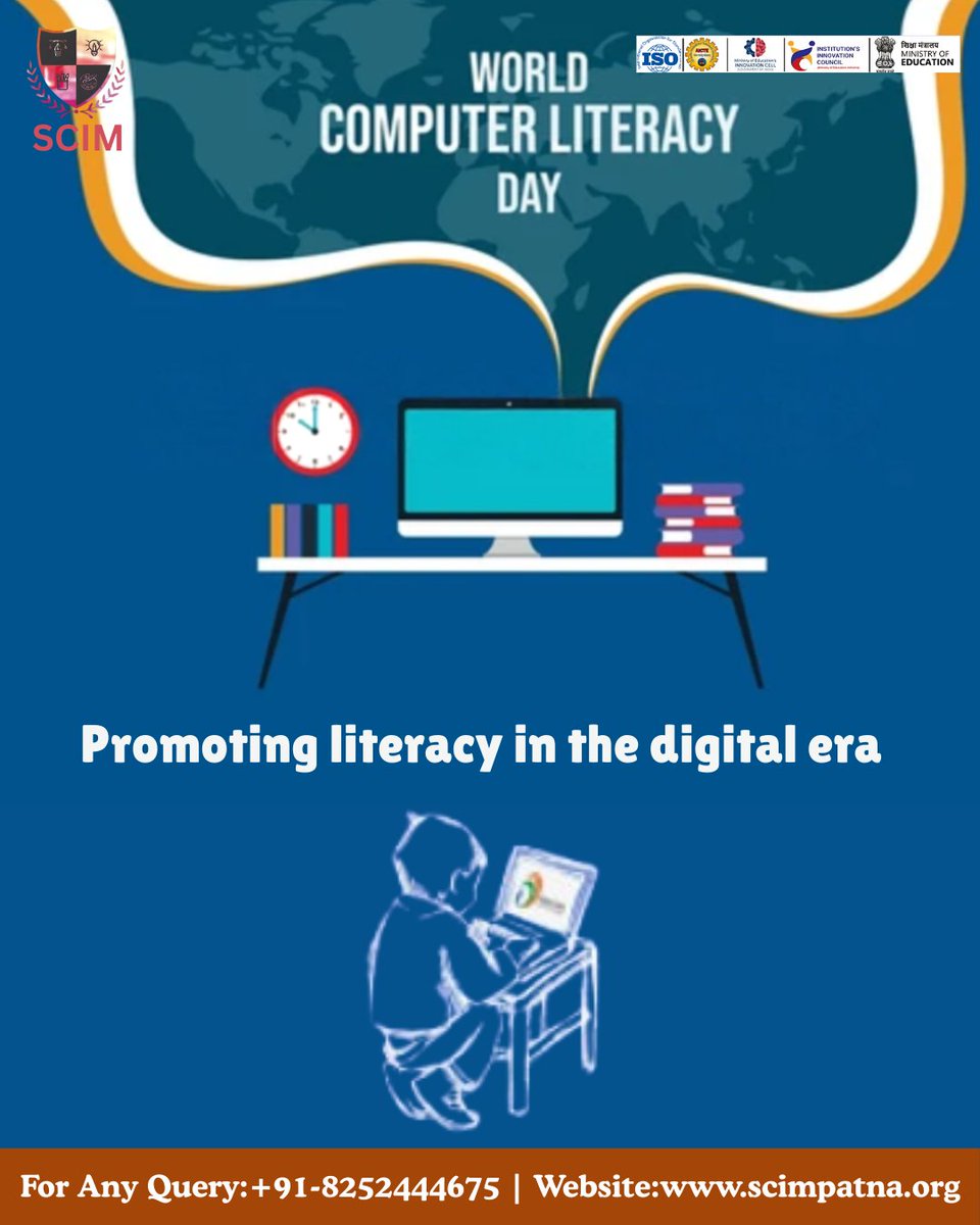 ScimPatna25's tweet image. Empowering minds through digital literacy. Happy World Computer Literacy Day! 💻

📞:+91-8252444675
🌐:scimpatna.org

#WorldComputerLiteracyDay #DigitalIndia #ComputerLiteracy #DigitalSkills #TechEducation #SCIMPatna #DigitalEra #LearnWithTechnology #EmpoweringStudents