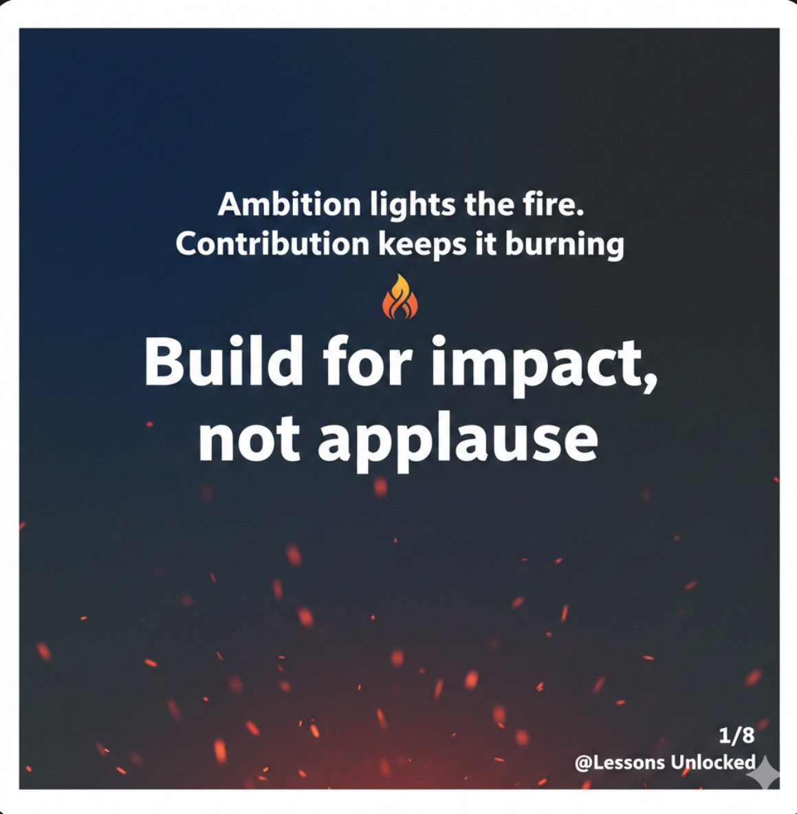 shuklan_au's tweet image. Ambition lights the fire.
Contribution keeps it burning.
Build for impact, not applause.
The entrepreneurs who last 10+ years aren’t the loudest — they’re the ones who matter to someone.
#LessonsUnlocked