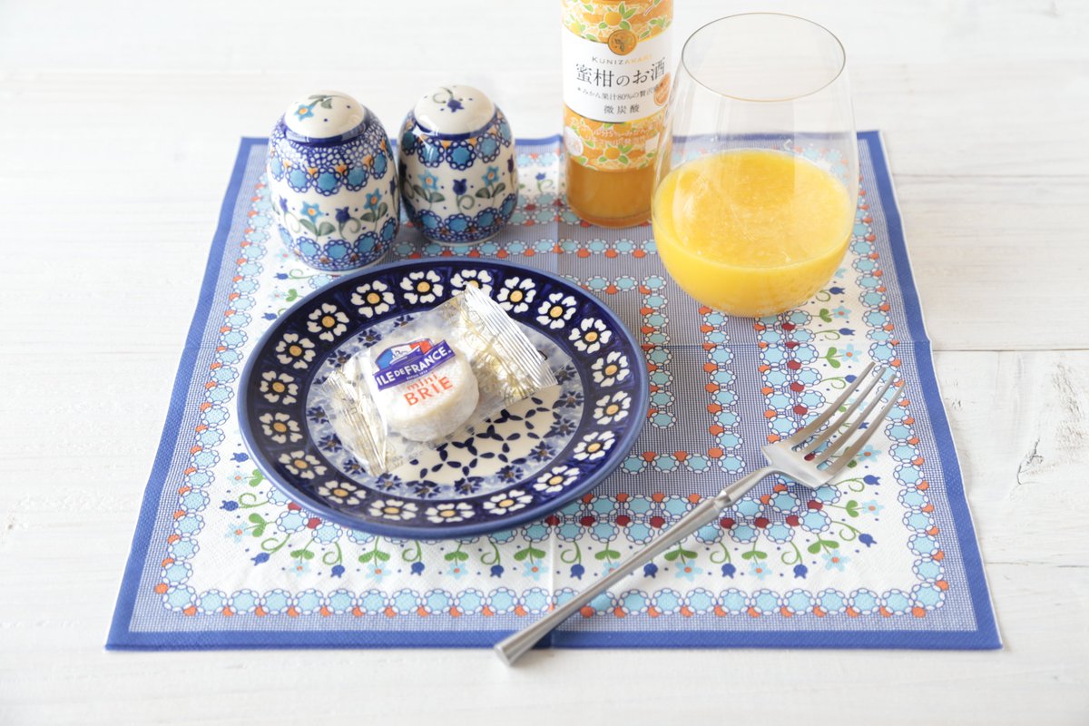 ポーリッシュポタリー柄のペーパーナプキン。 お皿と模様の組み合わせ