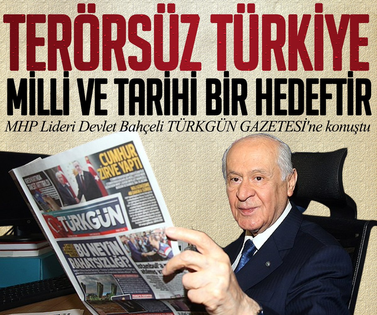 🇹🇷 MHP Lideri Devlet Bahçeli TÜRKGÜN GAZETESİ'ne konuştu
🇹🇷 'Terörsüz Türkiye, milli ve tarihi bir hedeftir'
<a href="/dbdevletbahceli/">Devlet Bahçeli</a> <a href="/MHP_Bilgi/">MHP</a>  
Detaylar ⤵️⤵️⤵️⤵️⤵️
turkgun.com/siyaset/mhp-li…
#Türkgün #gündem #SONDAKİKA #mhp #devletbahçeli