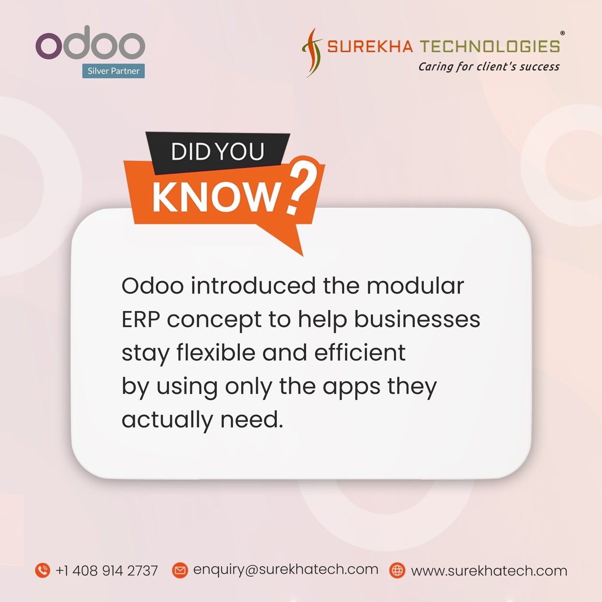 surekhatech's tweet image. One size does not fit all in business.
That is why modular systems like Odoo are changing the way companies work by offering flexibility, efficiency, and smarter growth.
Know more about it: surekhatech.com/odoo-developme…
#DidYouKnow #OdooERP #DigitalTransformation #SurekhaTechnologies