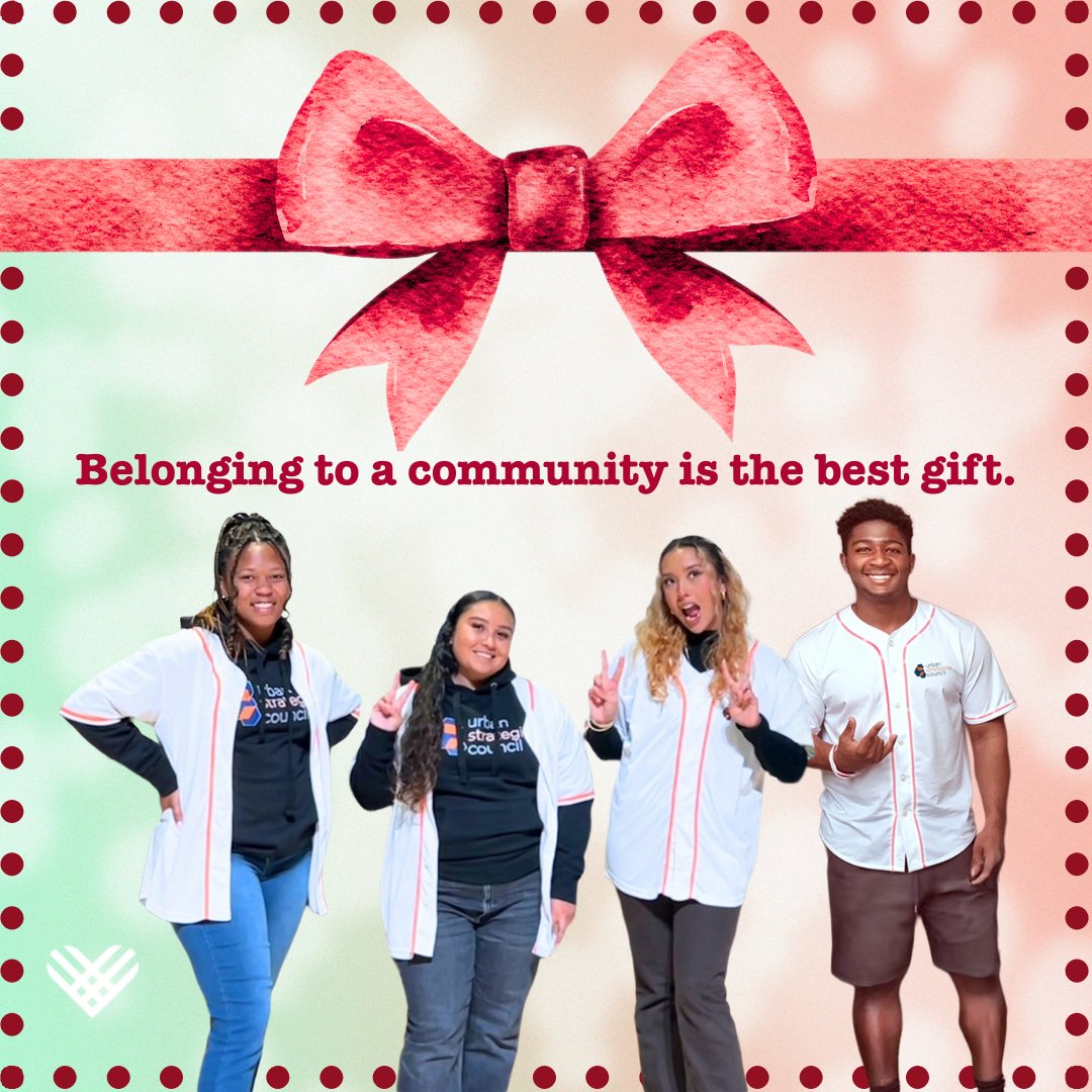 Belonging to a community is the greatest gift.
#urbanstrategies #urbanstrategiescouncil #ElevateYouthCA #YouthLeadership #BayAreaYouth #Youth #GiftofCommunity #USCYouthFellows #Belongingisthebestgift #GivingTuesday