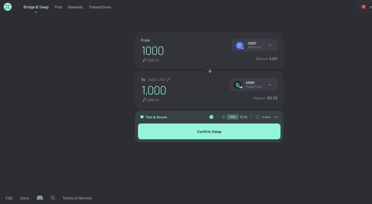 Swap through Across 1:1 USDC to USDH

Hyperliquid’s Aligned Quote Asset program, markets quoted in USDH have 20% lower taker fees, 50% higher maker rebates, and 20% higher volume contribution to fee tiers. 

$USDH coded

Hyperliquid