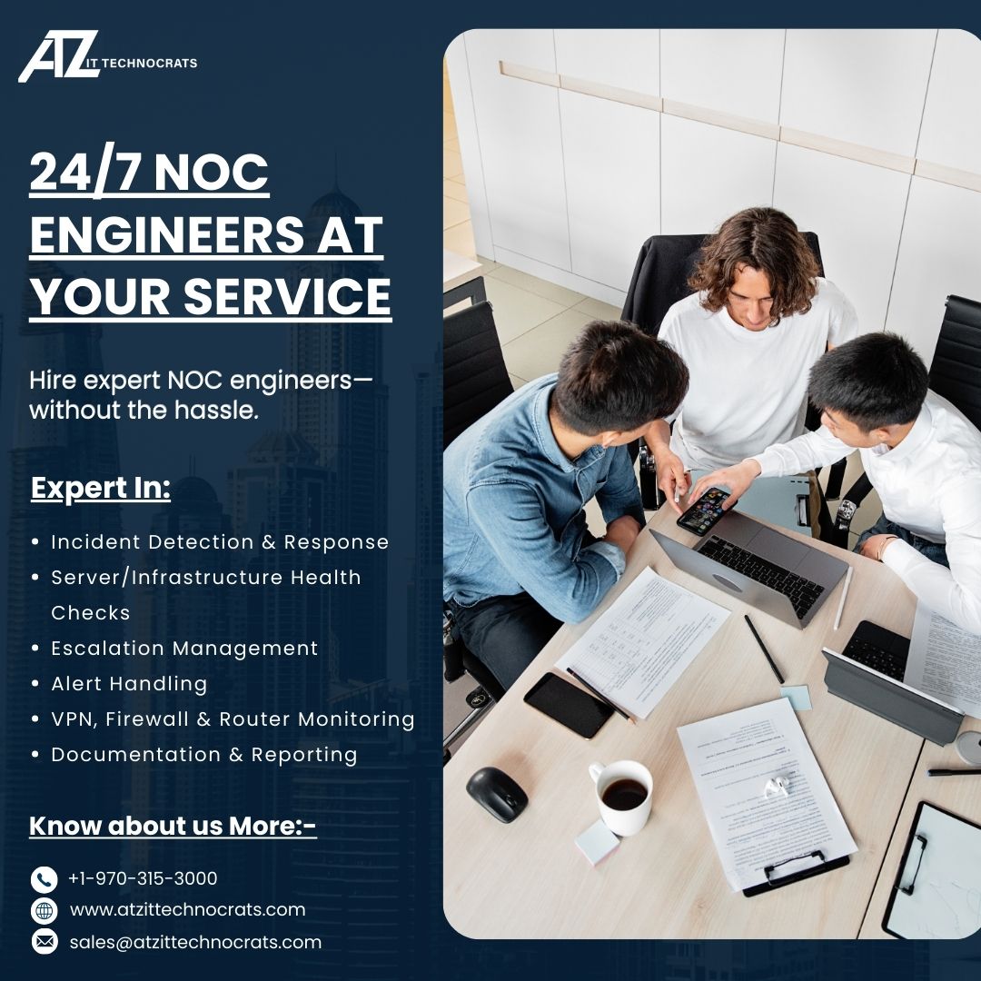 atz_it's tweet photo. 24/7 NOC Engineers at Your Service

Hire expert NOC engineers—without the hassle.

Know More About Us:
📞 +1-970-315-3000
🌐 https://t.co/0F1NTEe0dD
📧 sales@atzittechnocrats.com

#NOCEngineers #NOCServices #ITSupport #NetworkOperationsCenter #24x7Support #ServerMonitoring https://t.co/Ek0zriiQcY