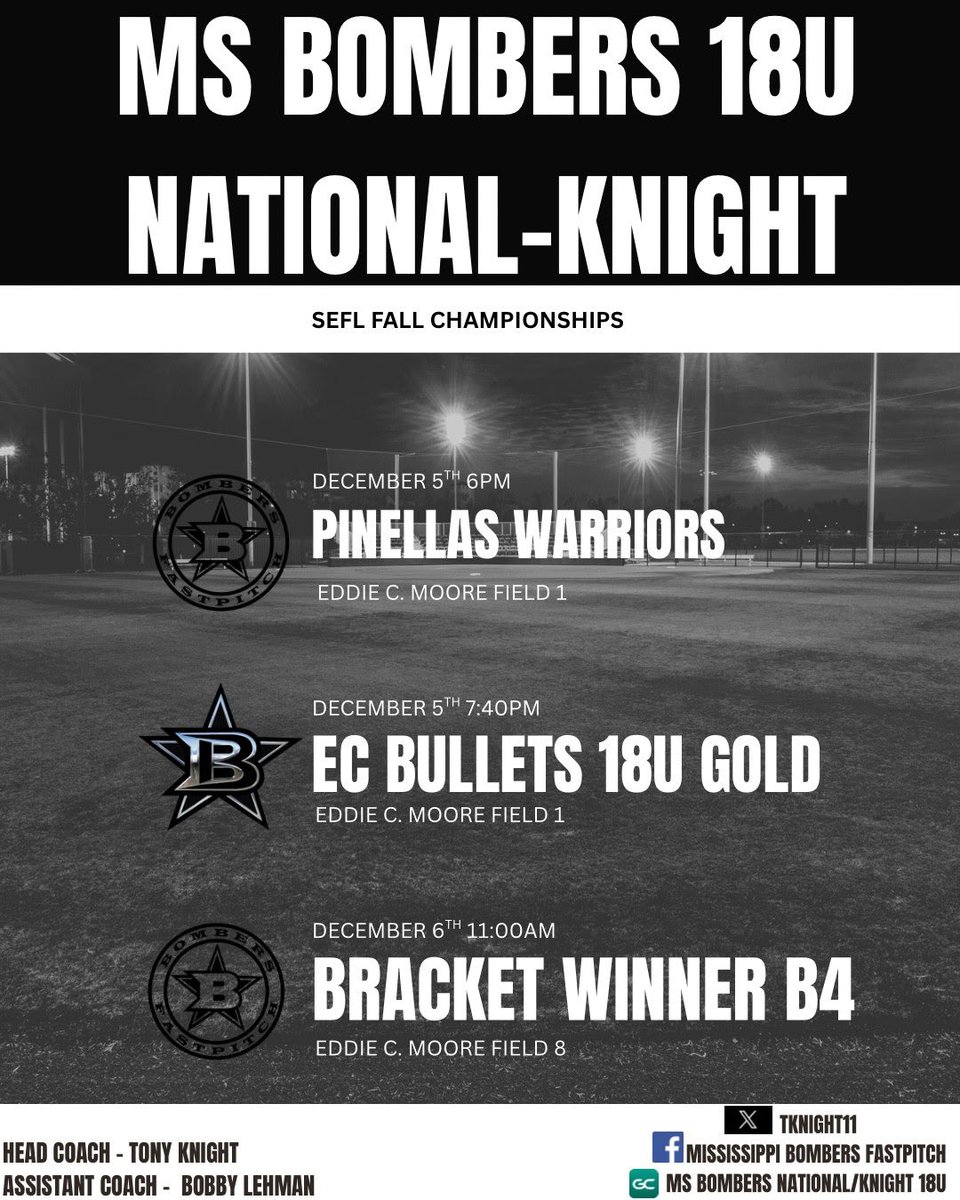 Sunny weekend in Florida here we come!! Last 1 of the fall. Bringing home a bid!! <a href="/TKNIGHT11/">MS Bombers Fastpitch</a> <a href="/rwwagner/">Bill Wagner</a>