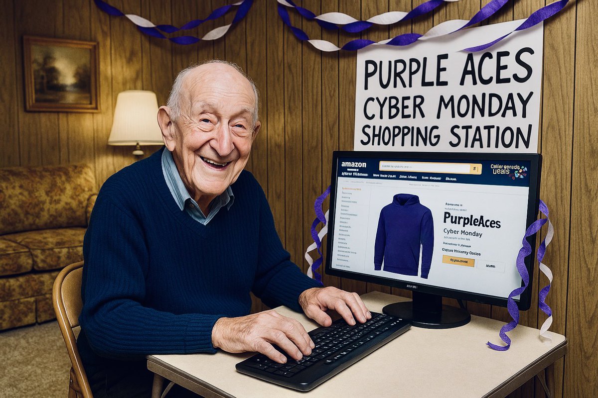 Went “Cyber Monday” shopping on Amazon (new internet store, not rainforest).. Purchased two Aces shirts, a UE license plate holder, and a framed photo of the front oval!!