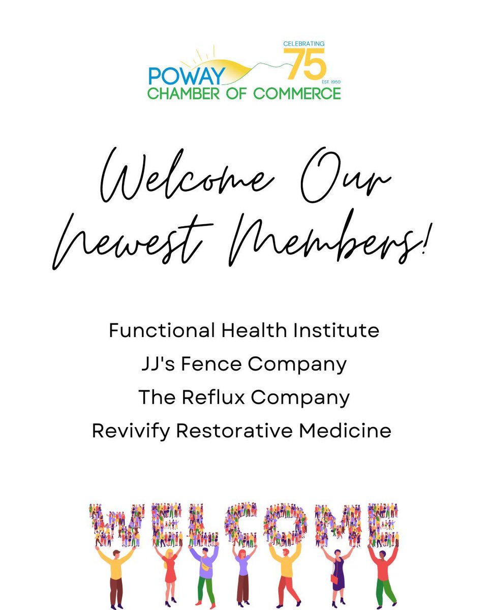 Join us in welcoming our newest members from the past month! 🙌

🥗 Functional Health Institute
🏡 JJ's Fence Company
💚 The Reflux Company
🌿 Revivify Restorative Medicine 

Visit buff.ly/wjag9J0 to view our full business directory.