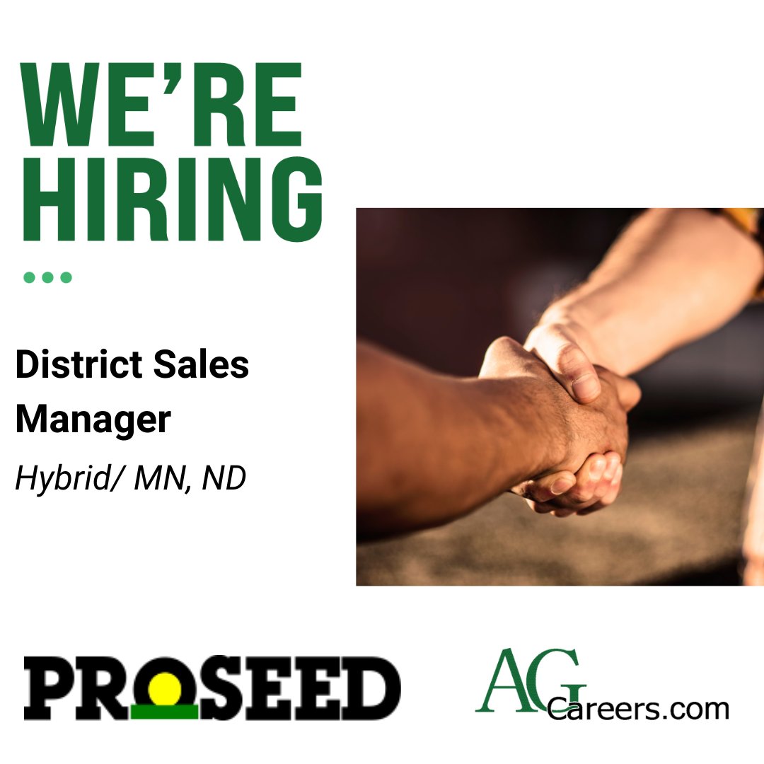Proseed is hiring a District Sales Manager!
Join a team that values your time and success. We provide the structure and support you need to hit your goals—without unnecessary busy work getting in the way.
 Apply today on #AgCareers:
ow.ly/kp2J50XA2Yv