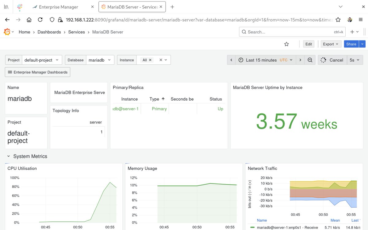 alejandro_du's tweet image. 🤩This is so cool! @MariaDB Enterprise Manager automatically creates a fully-configurable @Grafana dashboard. Great tool for teams handling mission-critical workloads with MariaDB.
👉Check it out: mariadb.com/products/enter…