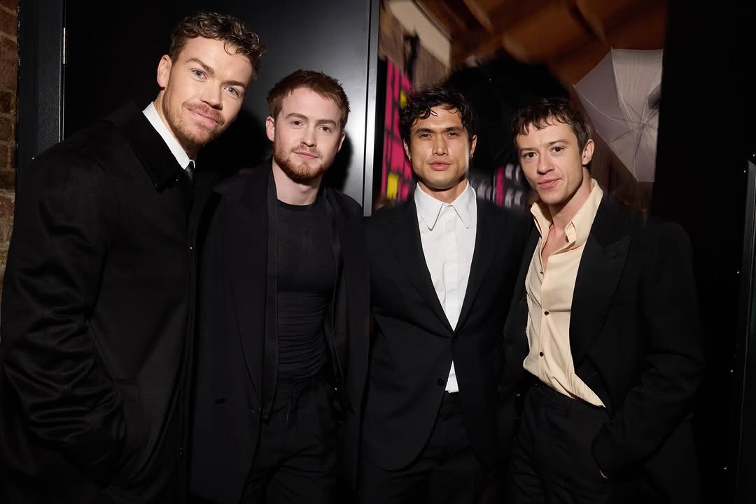 kconnorupdate's tweet image. kit connor, will poulter, charles melton, and joseph quinn backstage at the 2025 bifa awards (📸: vianney le caer)