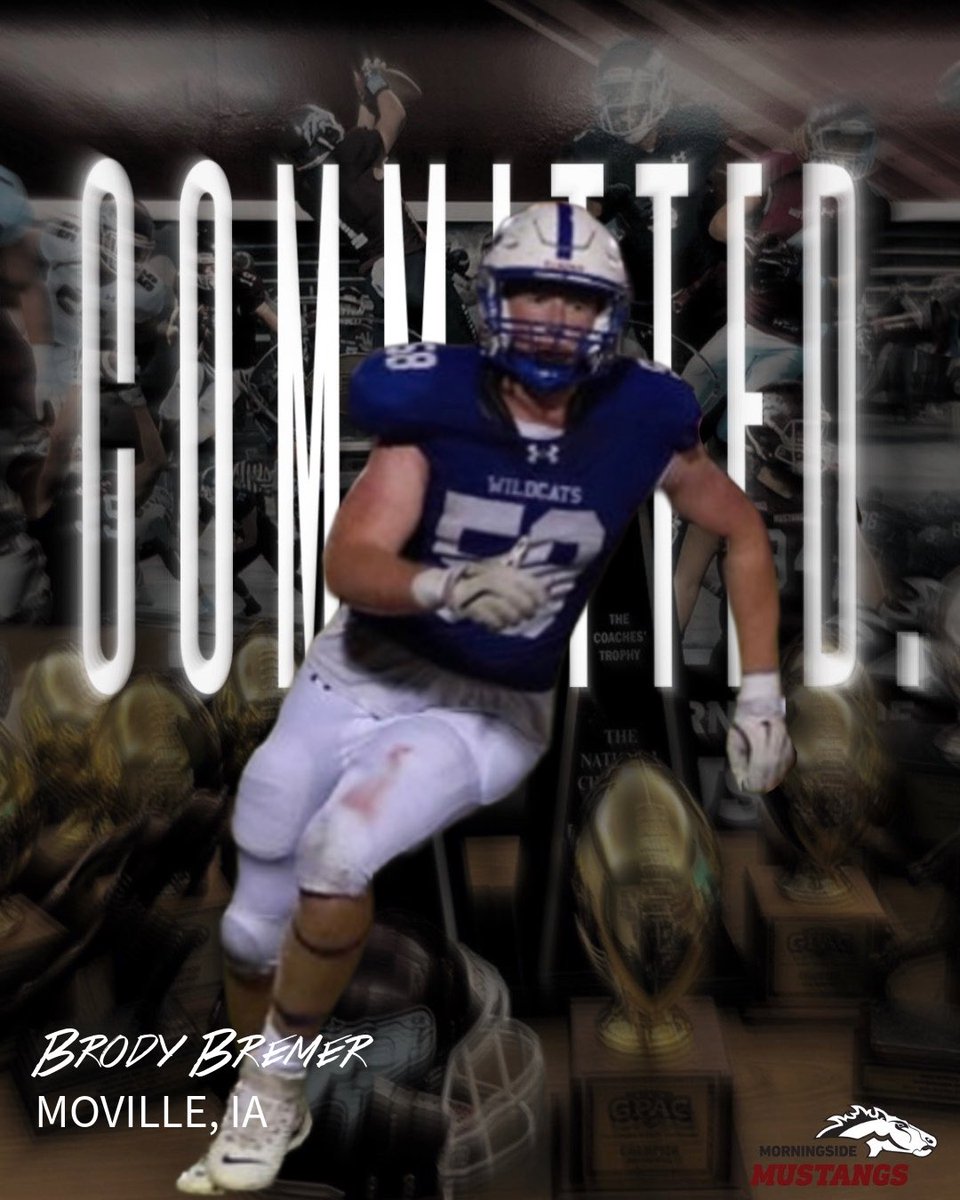 I am blessed and excited to announce my commitment to carry on my athletic and academic career at Morningside University.
Thank you to the coaches, teammates, and family that have helped me get here. Go Mustangs! ⁦<a href="/MsideFootball/">Morningside University Football</a>⁩ ⁦<a href="/CoachCJake/">Casey Jacobsen</a>⁩ ⁦<a href="/WCWildcatFB/">WC Football</a>⁩