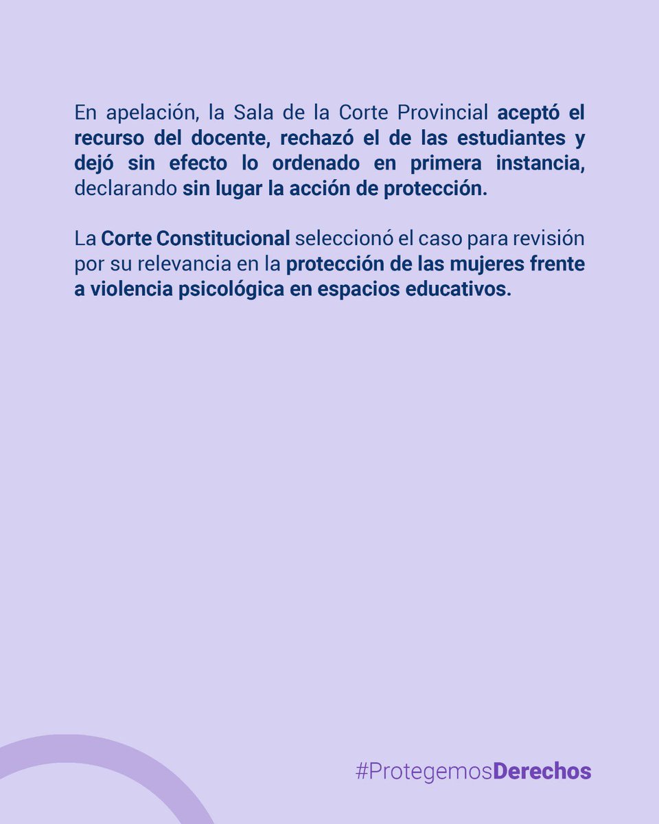 🟣 En la Sentencia 1479-19-JP/24, la Corte Constitucional reconoció que dos estudiantes de posgrado fueron víctimas de violencia psicológica por parte de un docente-directivo universitario.