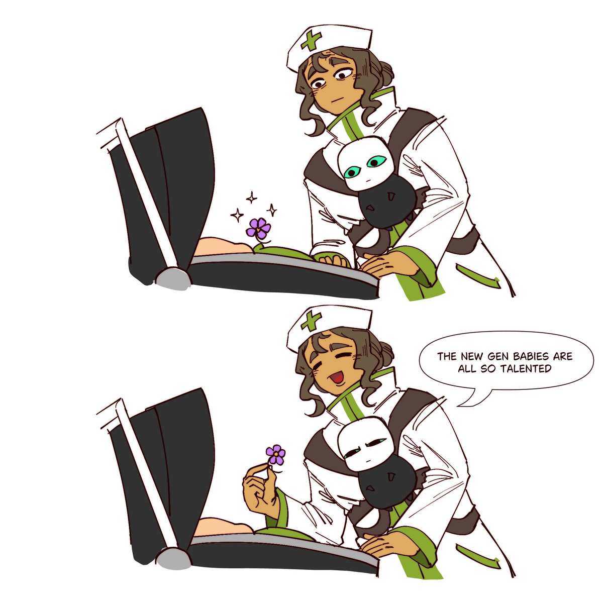 Yaaravu_'s tweet image. Caretaker and Baby Pursuer AU
I bought the Artful plushie so i draw him as a baby to #dieofdeath