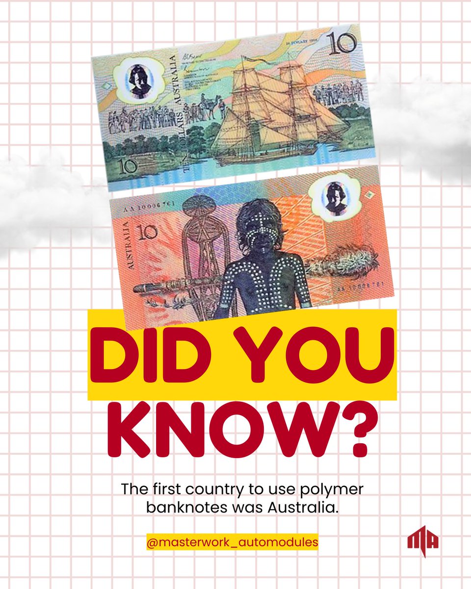 MAutomodules's tweet image. Did you know that Australia was the first country to introduce #polymer #banknotes?

These notes were created to be more durable, cleaner, and harder to counterfeit. Many countries have followed Australia’s lead and moved to polymer for better security and longer-lasting #cash.
