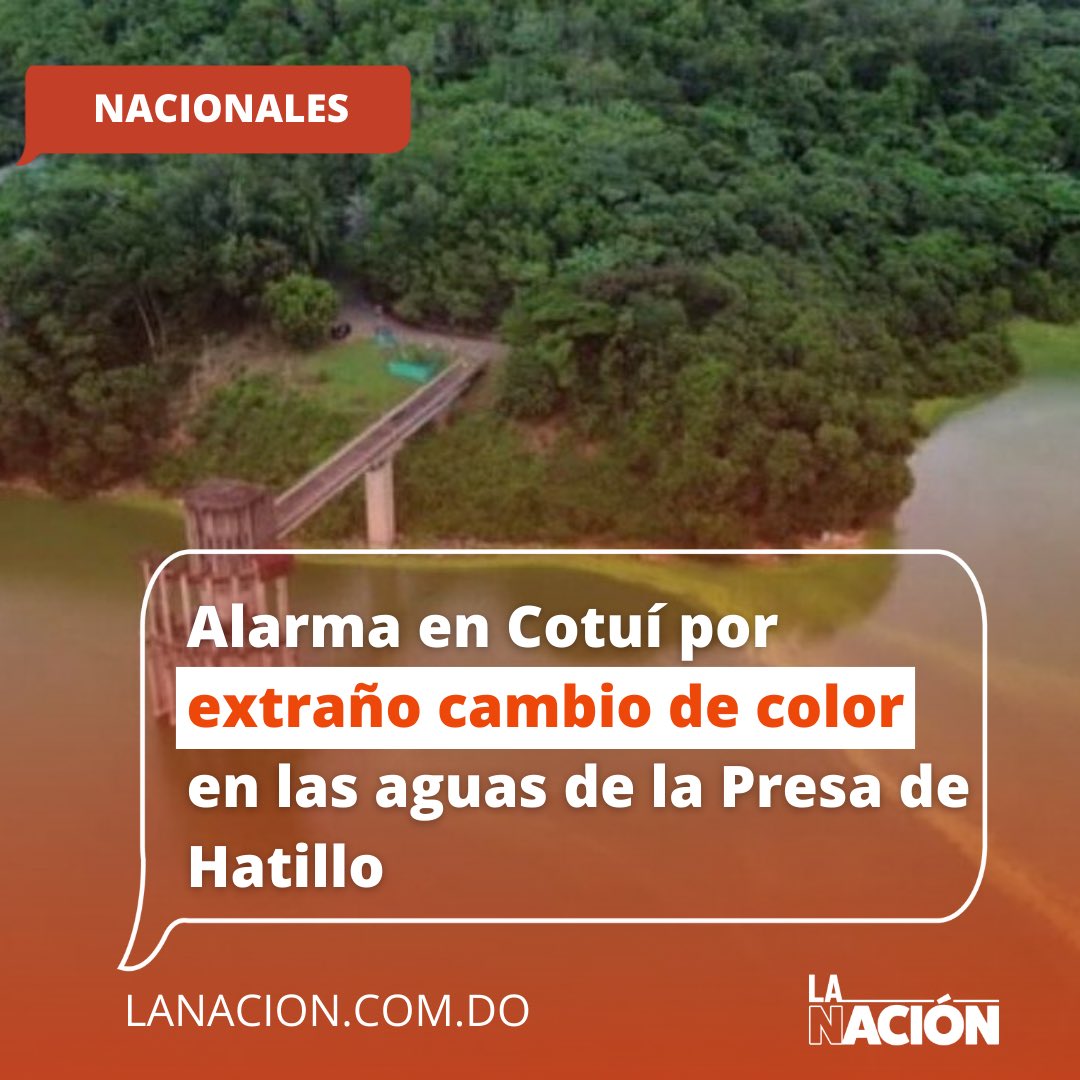 #LaNación📰

Un inusual cambio en la coloración del agua de la presa de Hatilloha despertado inquietud entre residentes de la provincia Sánchez Ramírez, quienes han reportado que el embalse luce un tono verde intenso desde hace unos días.

🔗lanacion.com.do/alarma-en-cotu…