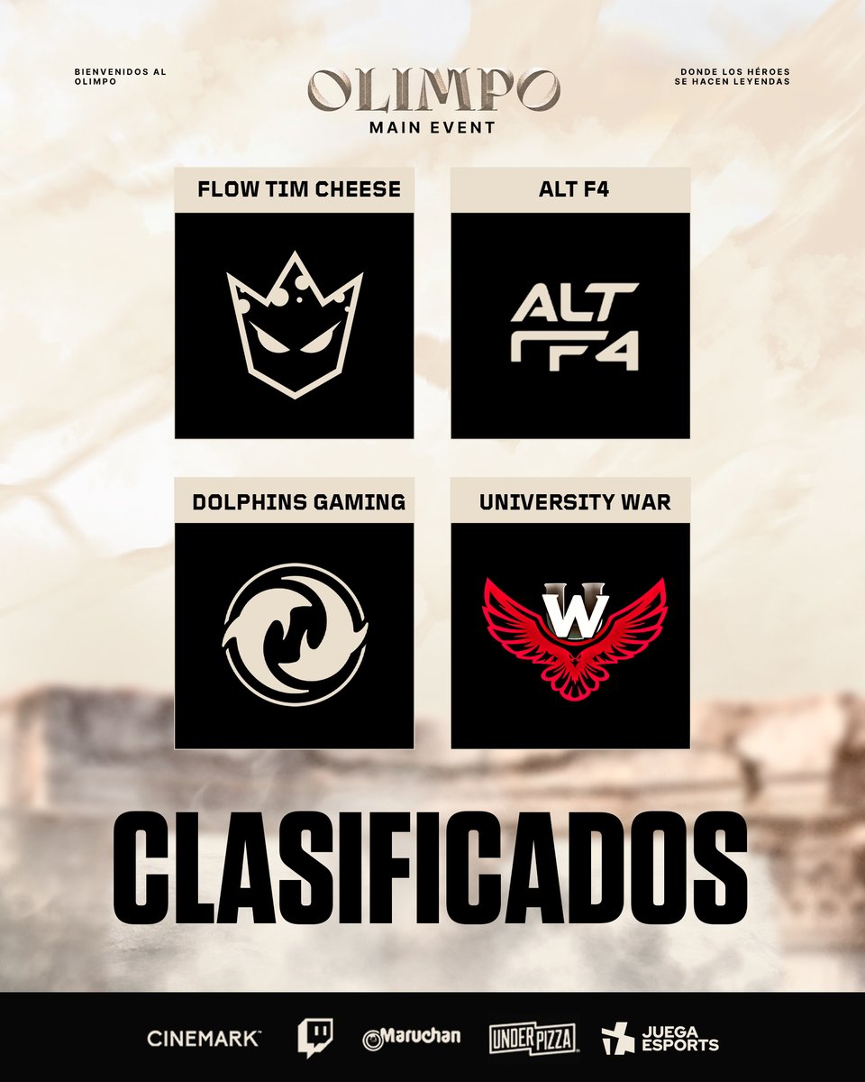 ElOlimpoCl's tweet image. ¡TENEMOS A LOS 4 CLASIFICADOS! | #ElOlimpo 🏛️🏆

Felicidades a estas 4 escuadras que luego de una larga jornada, lograron salir victoriosos y se ganaron su clasificación a los PLAYOFFS 🔥

¡Nos vemos el día de mañana con mucho más valorant!
