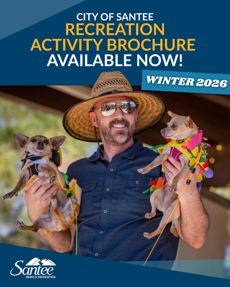 From Tiny Tots to Tennis to Storybook Theater, there’s something for everyone this season. Browse the full guide and enroll in your favorite classes today at SanteeRec.com!

Start planning your winter fun now! ⛄✨