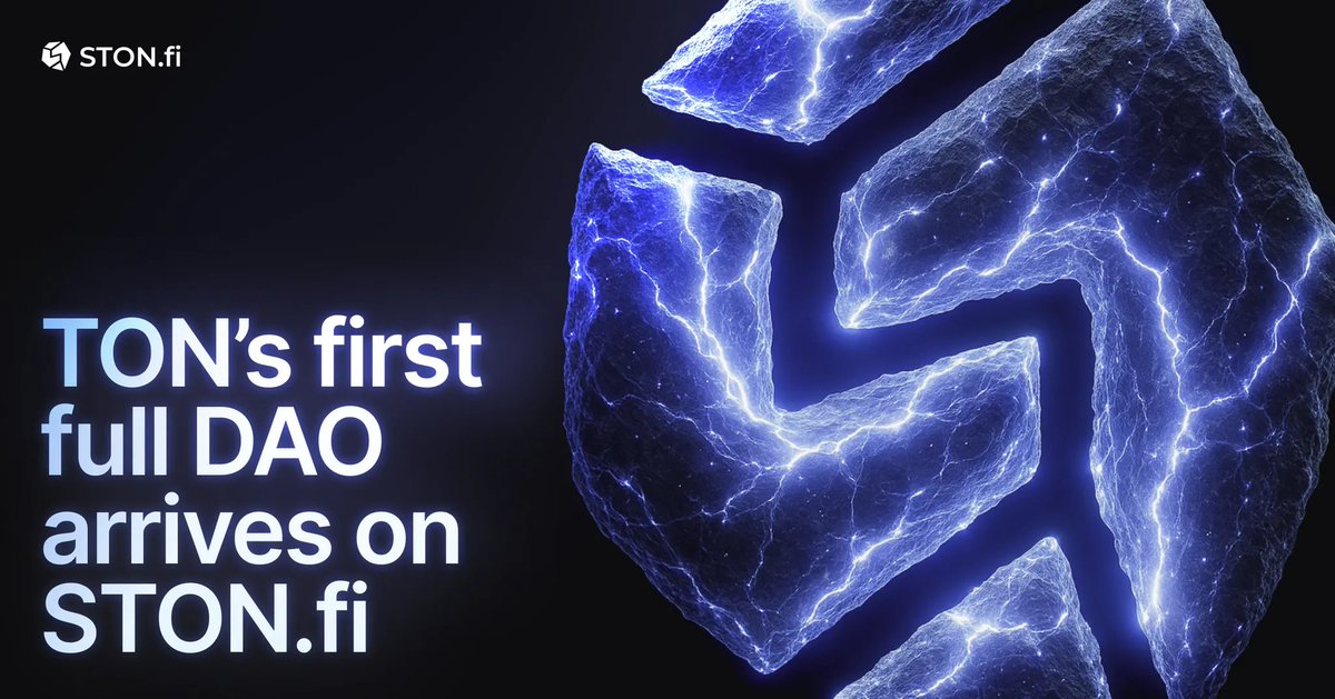 ston_fi's tweet image. 🗿 The First Full-Fledged DAO on TON is Live

Stonfiers! The decentralized era on TON starts here — we've just launched the TON's first full-fledged on-chain DAO. This is a real governance engine where your staked STON translates into voice, vote, and verifiable impact on the…