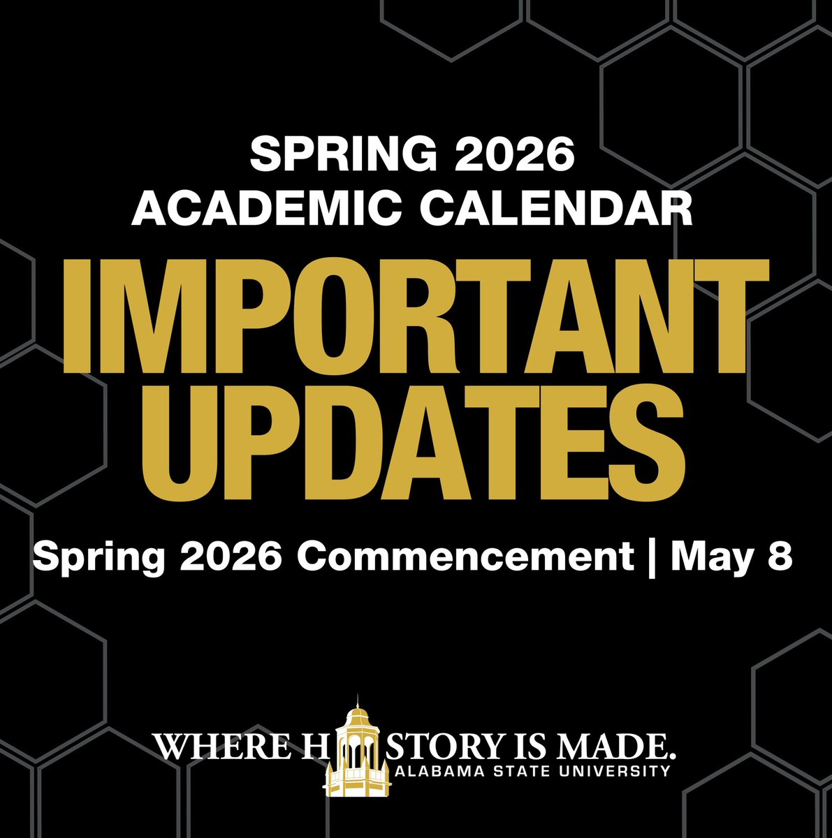 𝗜𝗺𝗽𝗼𝗿𝘁𝗮𝗻𝘁 𝗨𝗽𝗱𝗮𝘁𝗲: Spring 2026 Commencement will be held on May 8. Get ready, graduates! 🎓 #MyASU