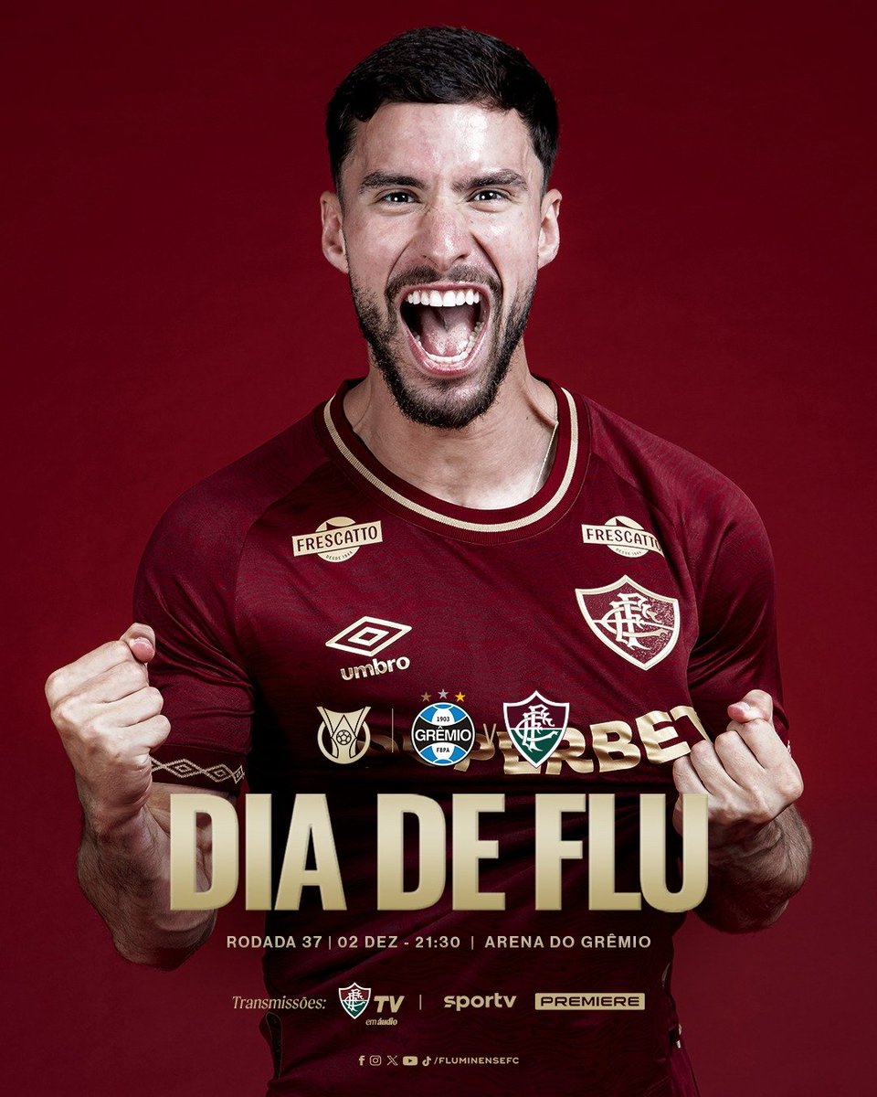 FluminenseFC's tweet image. 🎵 E SE QUISER SABER SOU TRICOLOR
AONDE O FLU JOGAR
É PRA LÁ QUE EU VOU 🎵

Na penúltima rodada do @Brasileirao, o #TimeDeGuerreiros visita o Grêmio, às 21h30, em Porto Alegre! PRA CIMA, MEU FLUZÃO! 🇭🇺🇭🇺