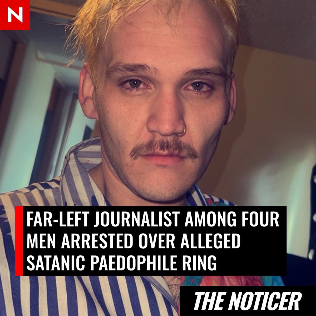 NoticerNews's tweet image. Far-left homosexual aboriginal journalist Landon Germanotta-Mills is among four men refused bail in Sydney over an alleged international satanic paedophile ring.

He regularly posted left-wing extremist content online including demands for Australia Day to be abolished, attacks