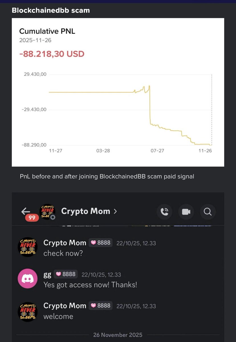 DeepwatchXX1's tweet photo. Over 10 million dollars lost to the @blockchainedbb scam.
Over 3,500 victims have now created a group to find a solution…
Join the group!
https://t.co/AHBr5Ey5OG
#BlockchainedBB #viviansignals #scams https://t.co/XMViOivReD
