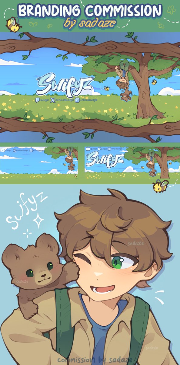 Swifyz's tweet photo. It’s time for one of my biggest moves yet… 
the Swifyz Rebrand 🐻

- New PFP
- New Banner
- New Content
- New Minecraft Skin

Huge thank you to @Sadazeyt you went above and beyond to create my vision & I appreciate all the time and effort you put into this PLUS KODA IS SO CUTE!!