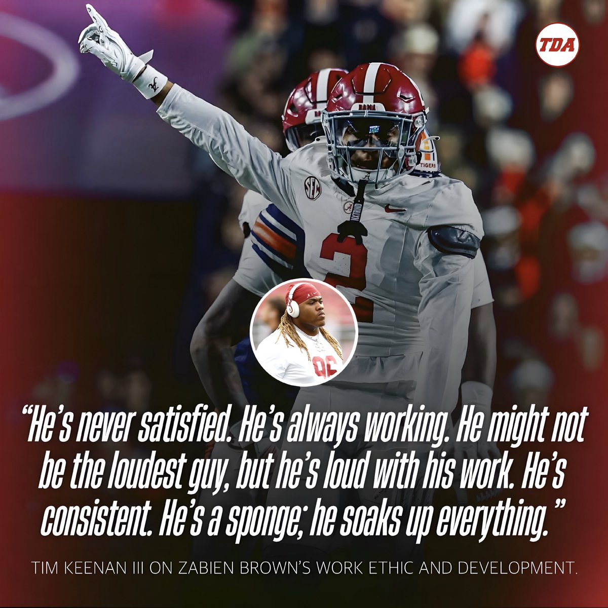 Zabien Brown’s been letting his work on the field speak for itself. 🗣️

tdalabamamag.com/2025/12/01/ala…