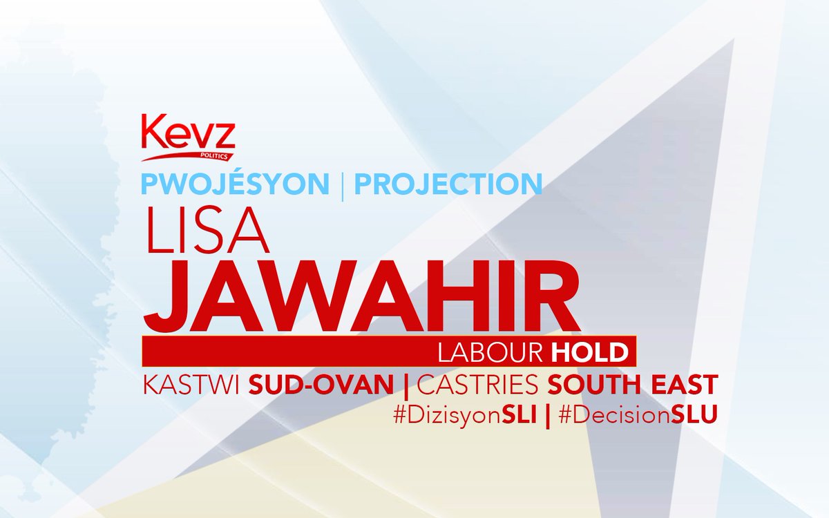 KevzPolitics's tweet image. #Declared:
Newcomer Lisa Jawahir is projected to win Castries South East for Labour - defeating Guy Joseph