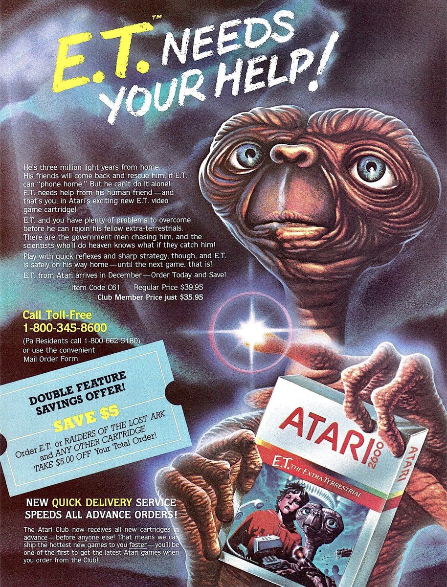 In December 1982, Atari released the video game, 'E.T. the Extra-Terrestrial'