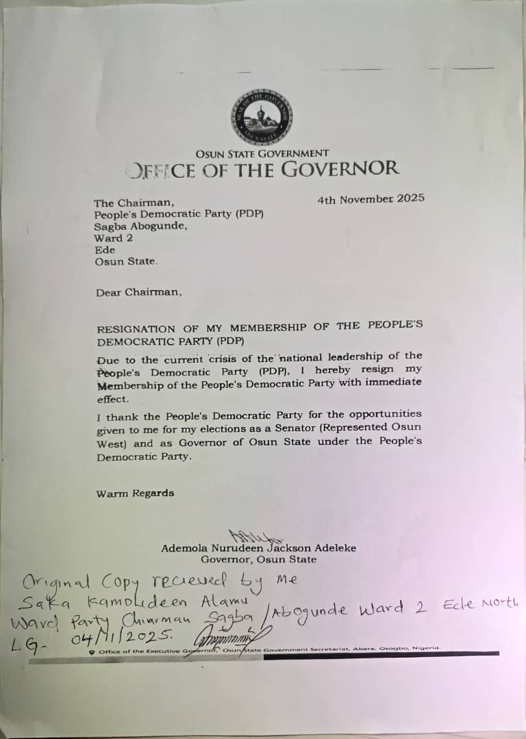 Spyloaded_com's tweet photo. Governor Adeleke Resigned from PDP https://t.co/8Q90I5bZfG https://t.co/2KcD7aZQ0u