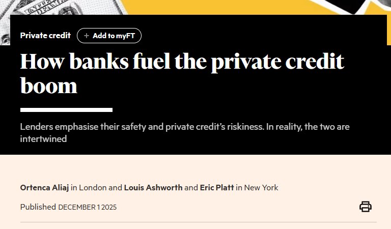 junkbondinvest's tweet image. Step 1: Bank lends to private credit fund

Step 2: Bank offloads own loan risk via SRT

Step 3: Private credit fund buys the protection

Step 4: Using leverage from that same bank

Fed: “Risk not actually leaving banking system as it appears”