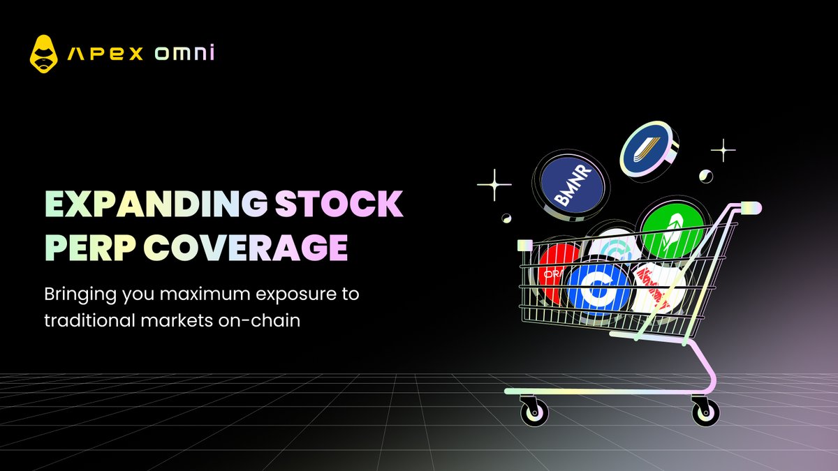 ApeXProtocolCN's tweet image. 🦍#ApeXOmni 再上新！
7 个股票永续合约一次性上线，全部支持 50x 杠杆🚀

我们持续扩充标的矩阵，为用户提供更完整、更高效的链上 TradFi 曝光。

本周新增 7 大股票永续：
🔸 $MSTR （MicroStrategy）
🔸 $COIN （Coinbase）
🔸 $CRCL （Circle）
🔸 $HOOD （Robinhood）
🔸 $UNH （UnitedHealth）…