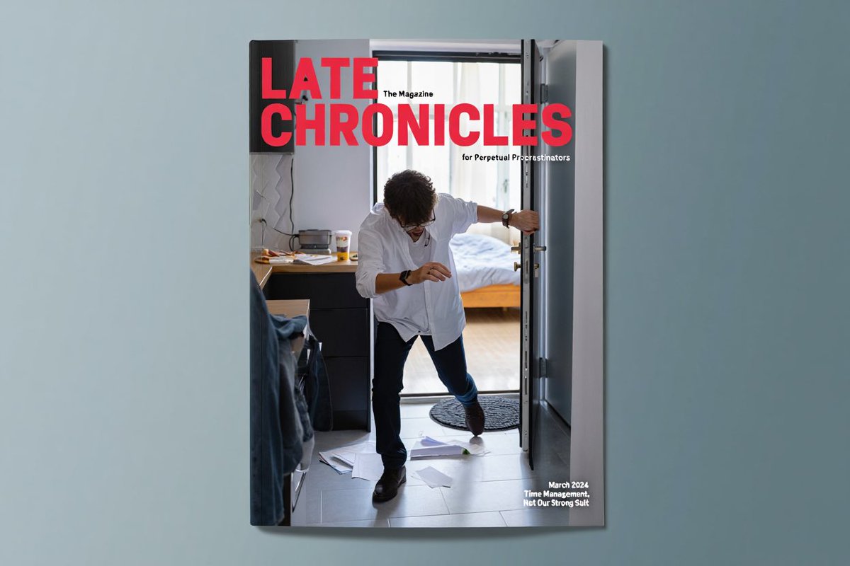 yupp_ai's tweet image. Finally, Reve Image designed the cover page of a magazine for perpetual procrastinators: