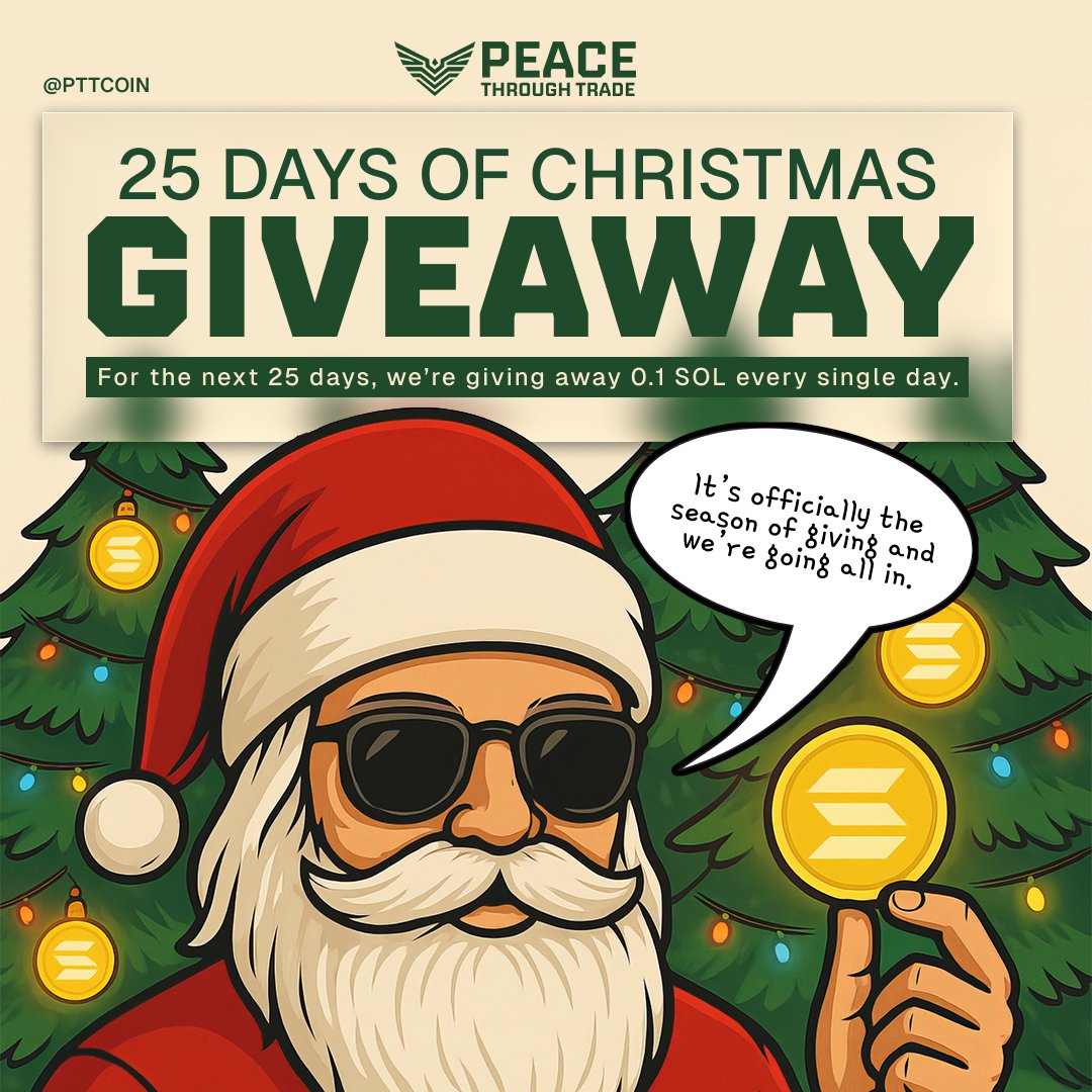 It’s December, which can only mean one thing.
Our 25 Days of Christmas Giveaway begins NOW. 🎄

We’re giving away 0.1 SOL every single day for the next 25 days. 📅

To enter Day 1:
❤️ Like
🔁 Repost 
📸 Send proof you follow with notifications on
💳 Drop your wallet below
🗣