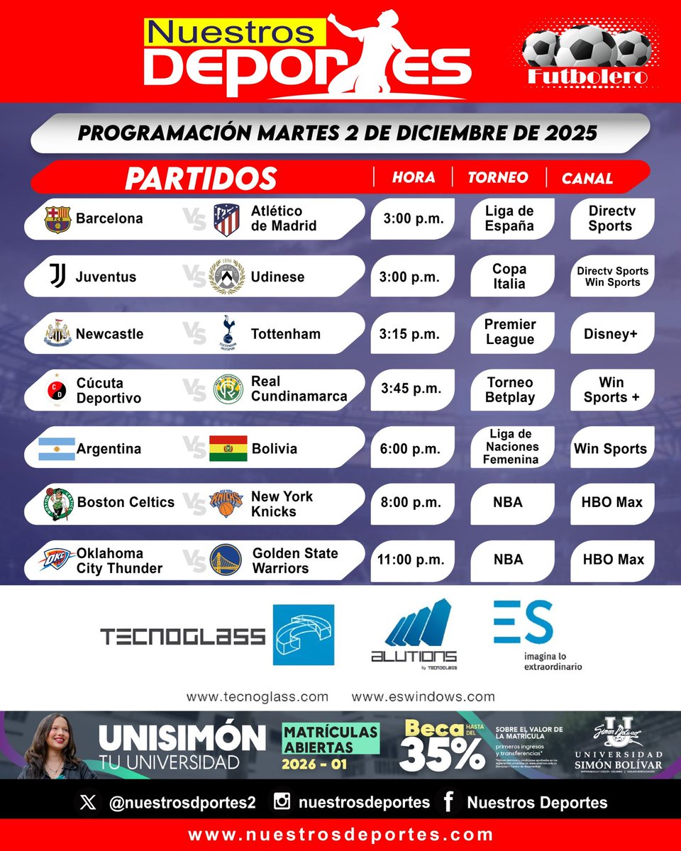 nuestrosdporte2's tweet image. #Programación deportiva del martes