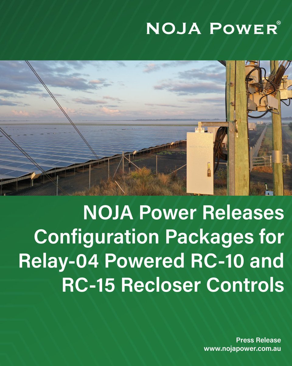 nojapower's tweet photo. NOJA Power is pleased to announce that configuration packages for the Relay-04 powered RC-10 and RC-15 Recloser Controls are now available!
💡Click the link for more information: https://t.co/ETMdRIElPa
#recloser #mediumvoltage https://t.co/blbkPCFzbu