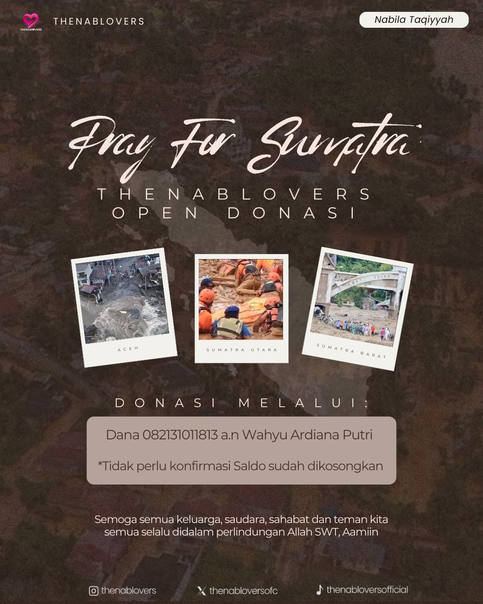 Hai Thenablovers 🌹

Mari ulurkan tangan untuk saudara kita yang terdampak bencana. Donasimu sangat berarti. Ayo bantu mereka bangkit kembali. 
Yuk berdonasi sekarang. 

📌Donasi bisa dikirim ke : 
DANA 082131011813 a.n Wahyu Ardiana Putri 

#PrayForSumatera