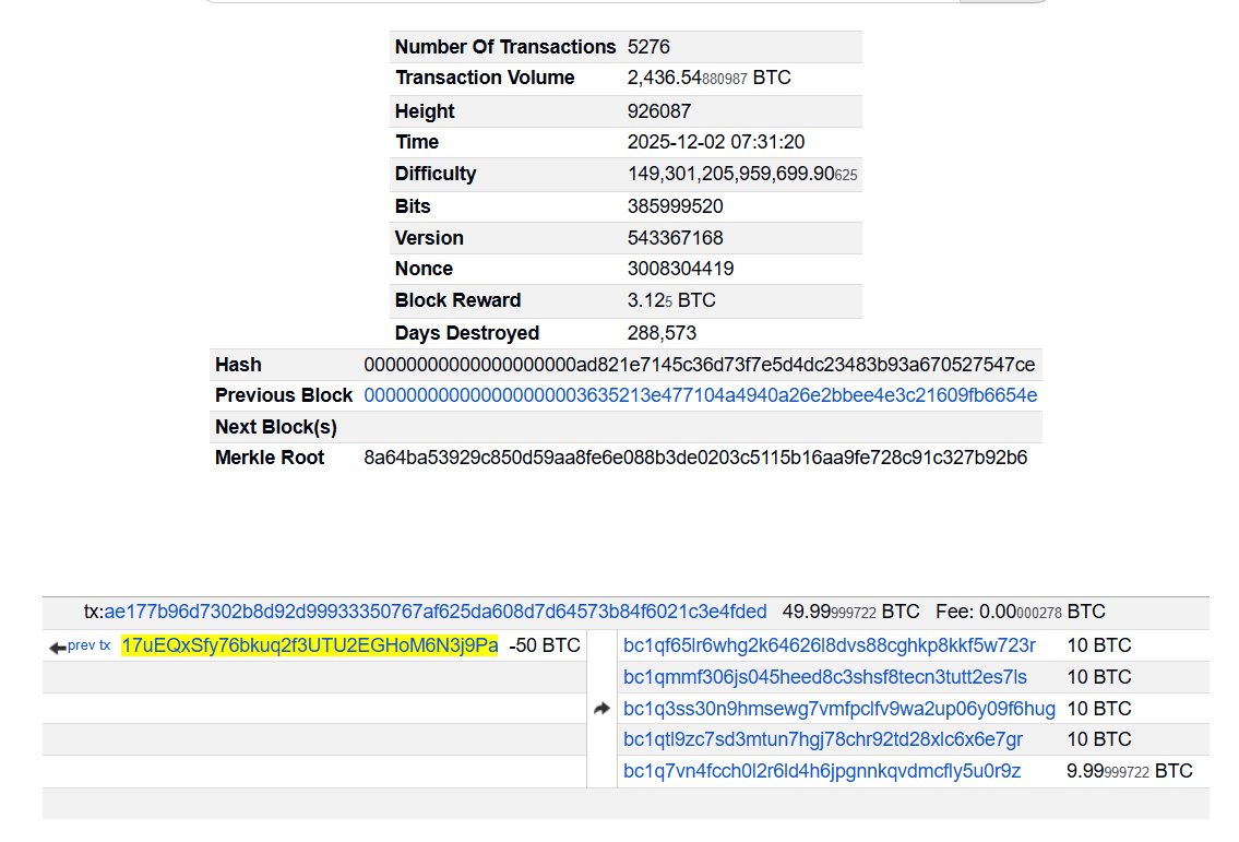 Bitcoin balance chart from 2010 to 2025 showing BTC balance, USD value, and price fluctuations with key transaction markers