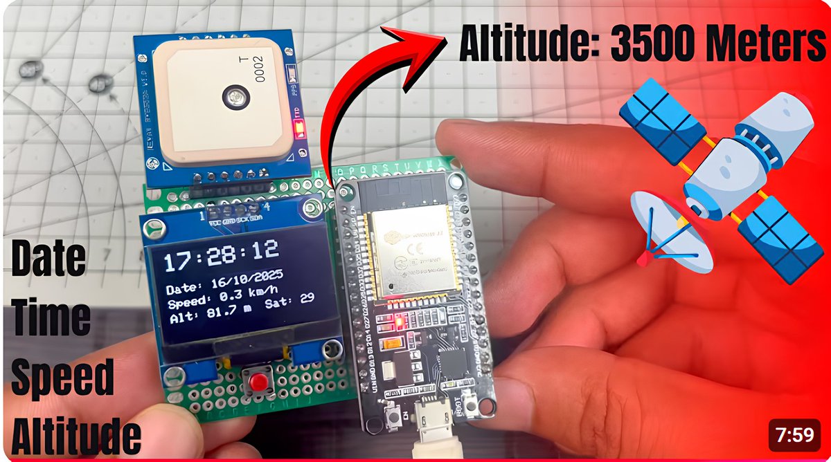 🚀Ultra-Precise Satellite Altitude Meter | RYS352A + ESP32 Magic! 📡 Real-Time Speed, Date &amp; Time, Full GNSS Power 🌍

Video: youtube.com/watch?v=nKwy_Z…

#GNSS #Electronics #IoT #SatelliteTracking #EmbeddedSystems #Innovation #GPS #Module #ESP32 #trackers