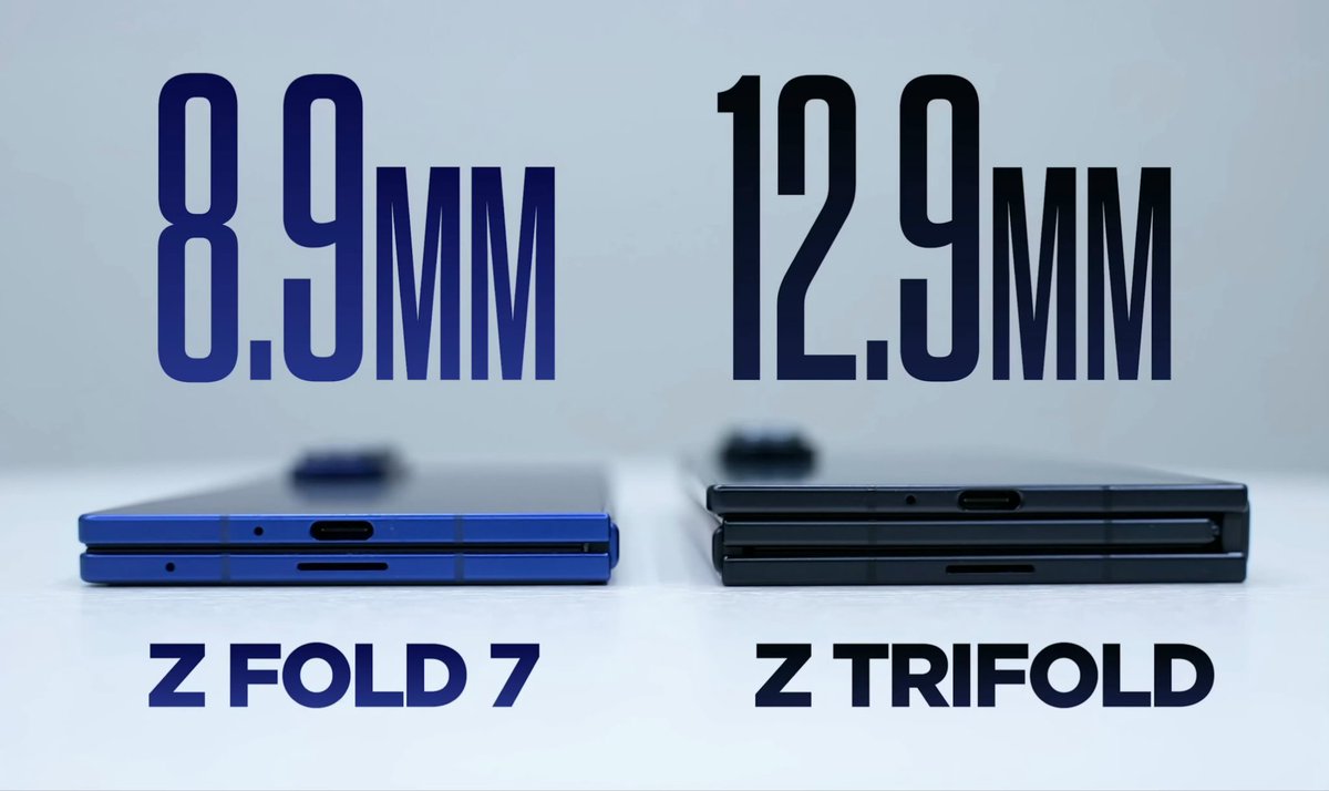 UniverseIce's tweet image. Samsung Galaxy Z Fold7 vs alaxy Z TriFold.
via @SuperSaf