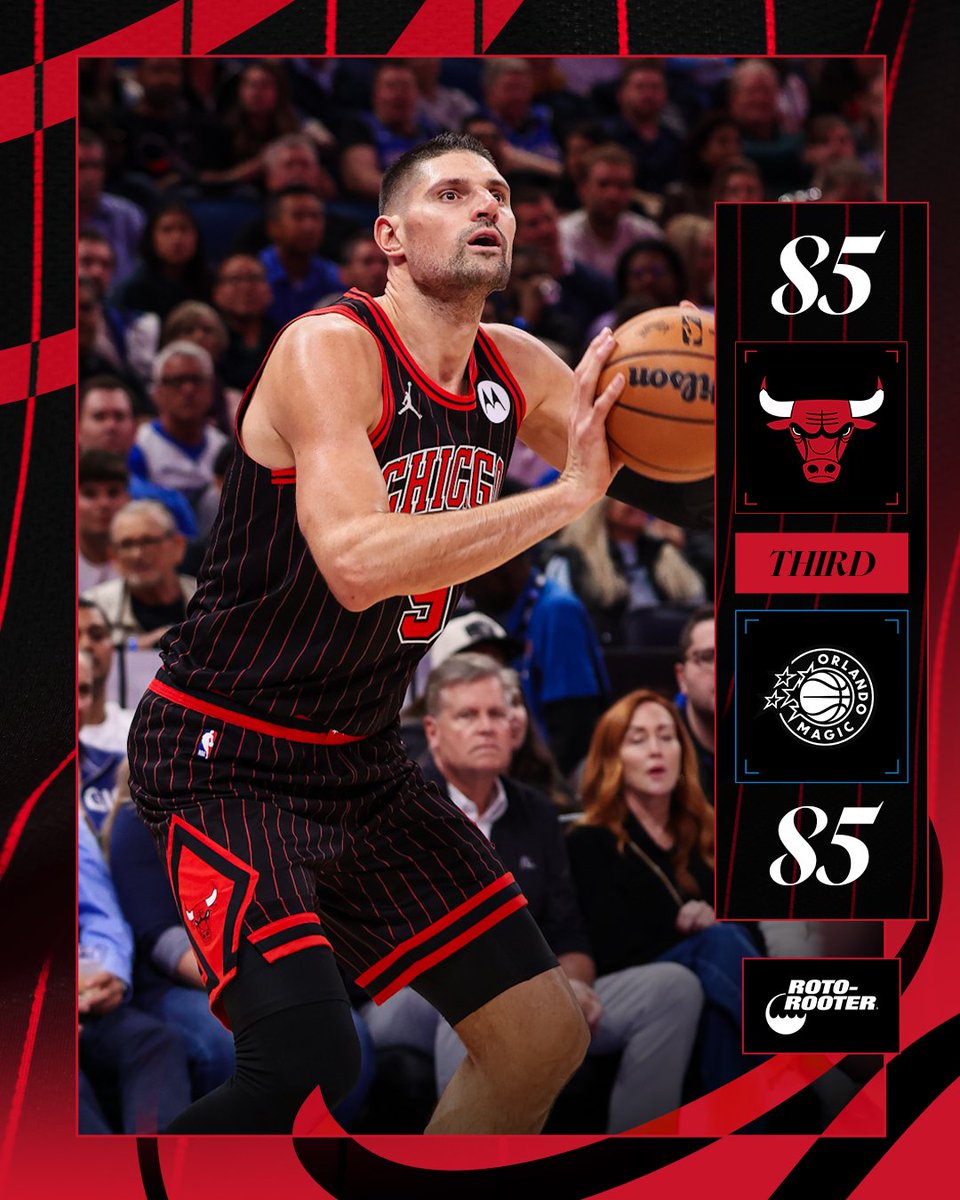 All tied going to the 4th.

Nikola Vucevic: 16 pts, 6 reb 