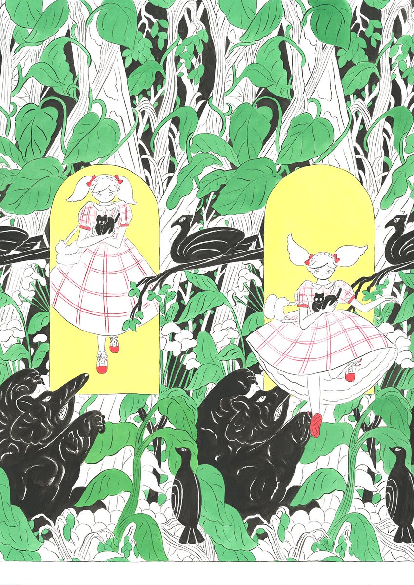 北澤平祐 花柄と皿洗い 原画 2019 個展 花と生活 北澤平祐