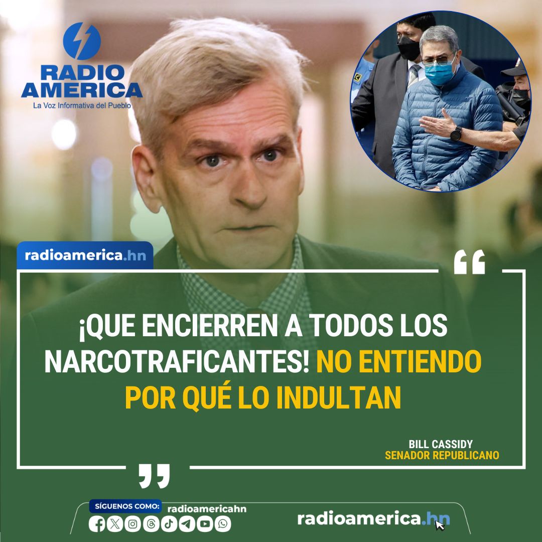 El senador republicano de Luisiana, Bill Cassidy, cuestionó el indulto total que el presidente de Estados Unidos, Donald Trump, le otorgó al exmandatario hondureño Juan Orlando Hernández, quien cumple una condena por narcotráfico en su país. "¿Por qué indultar a este tipo y luego