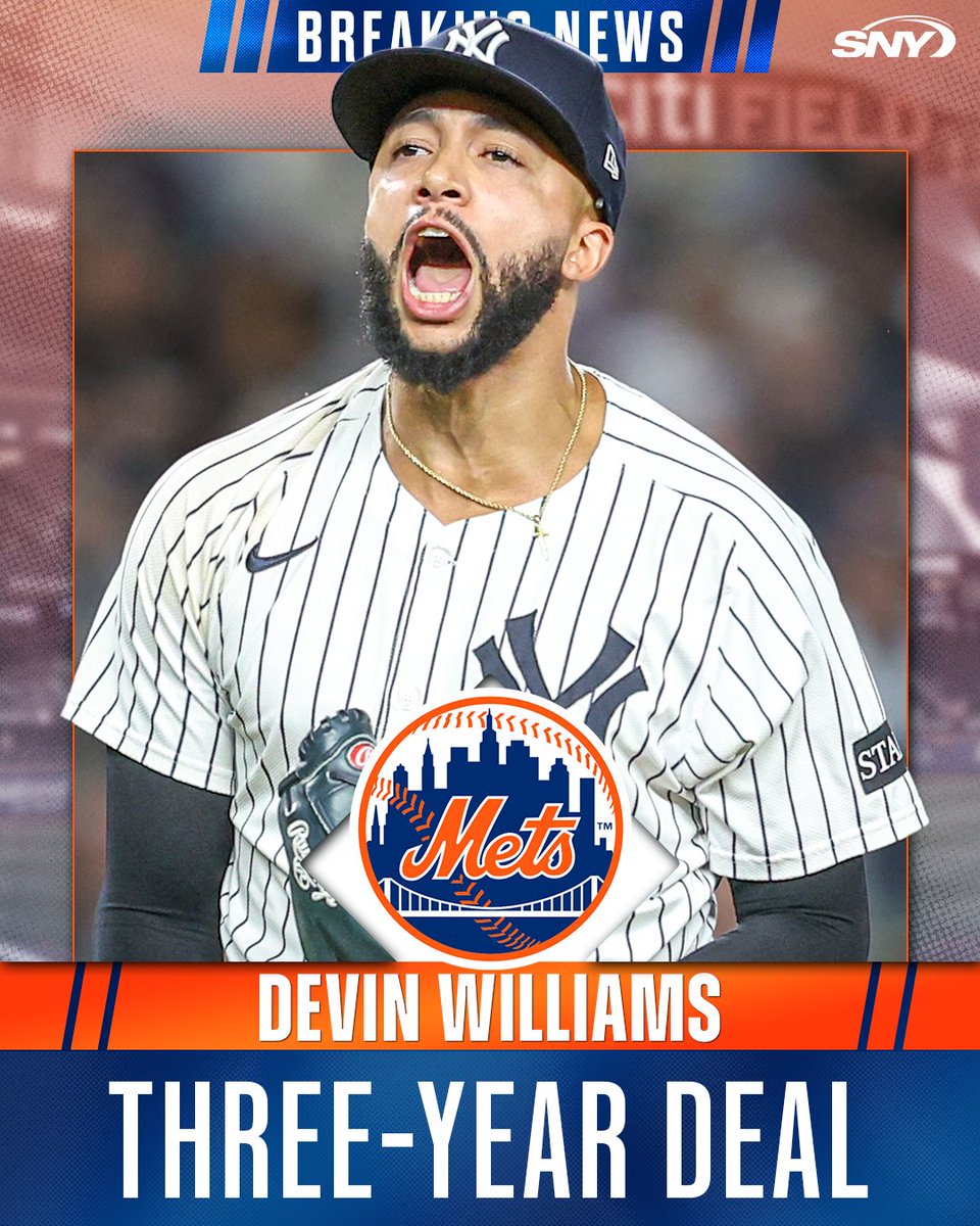 Per <a href="/WillSammon/">Will Sammon</a>, the Mets are signing Devin Williams to a three-year deal.

Per <a href="/JeffPassan/">Jeff Passan</a>, the deal guarantees more than $50 million.