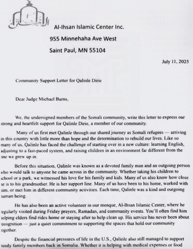 EndWokeness's tweet image. Qalinle Ibrahm abducted a 12 year old in Minnesota and r*ped her

St. Paul IsIamic Center wrote a letter of community support, saying he has not &quot;assimilated into non-Somali culture&quot;