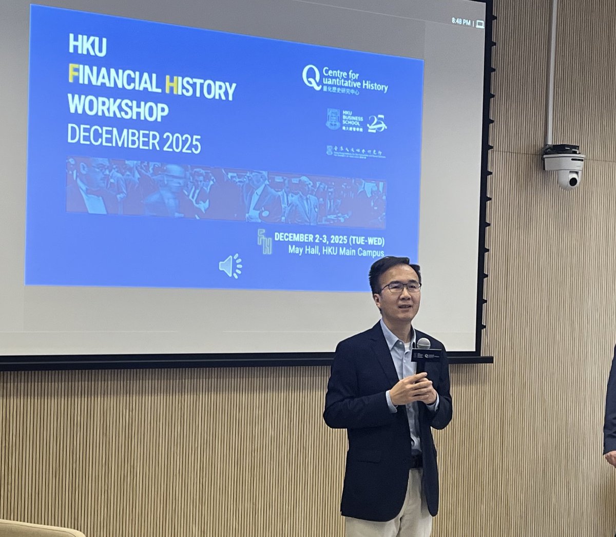 QuantHistoryHKU's tweet photo. Excited to kick off our HKU Financial History Workshop with opening remarks by @ChichengM! For those of you in #HongKong, join us as we set the stage for an inspiring day ahead. Stay tuned! 🎉 #EventKickoff #OpeningRemarks
#QuantitativeHistory @HKUniversity
@hkihss @HKUFBE @QuantHistoryHKU