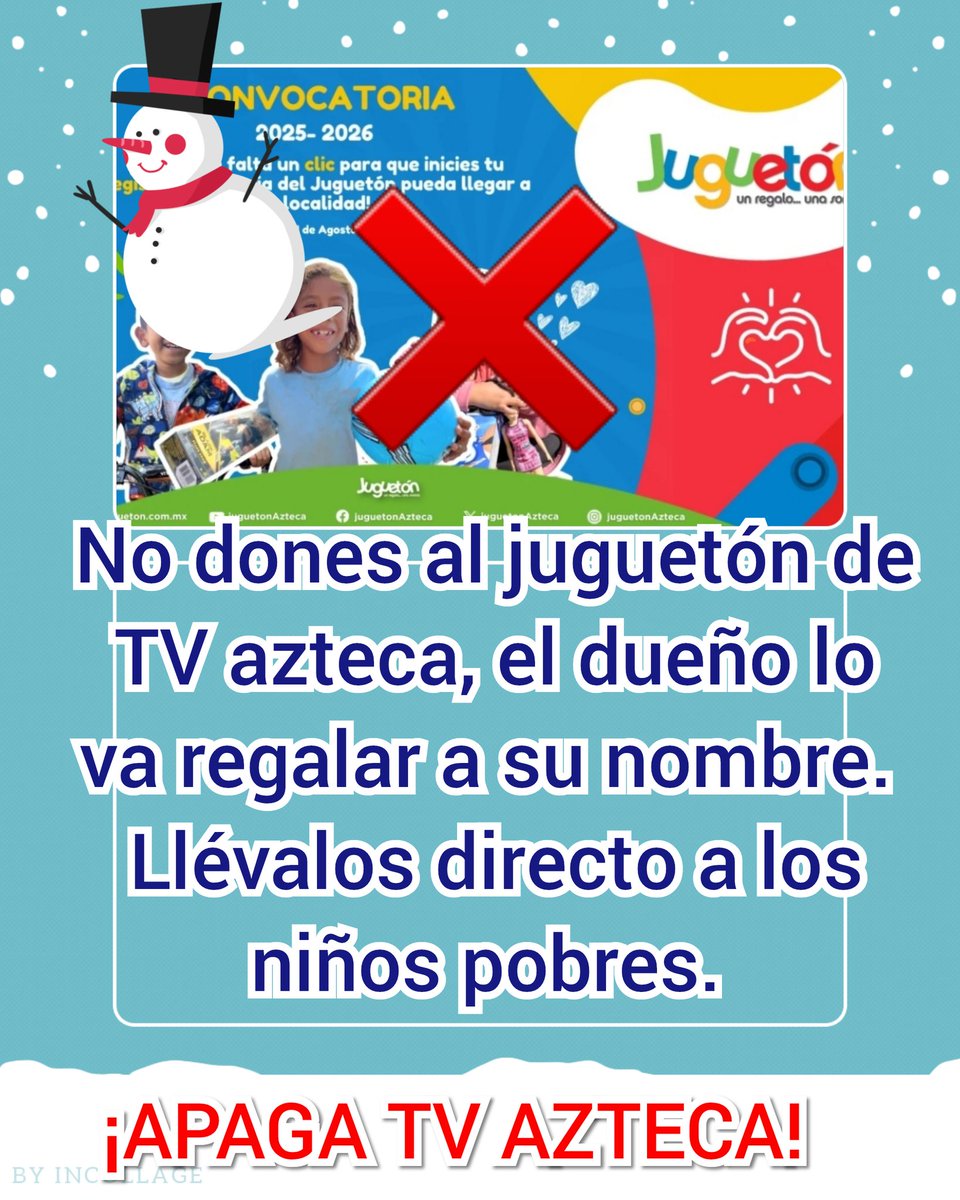 Comparte para que <a href="/RicardoBSalinas/">Don Ricardo Salinas Pliego</a> deje de engañar a la gente y regalar juguetes a su nombre.