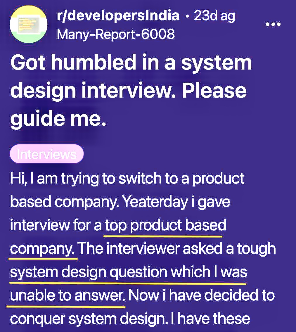 makakmayumjava's tweet image. 1 one piece of advice I would give to my 24-year-old self interviewing for backend roles: 

Never fall into the trap of trying to learn everything. 
Because you simply cannot. 

This is NOT a System Design interview:

Kubernetes
Kafka
gRPC
Redis
Postgres
SQS
API Gateway
Docker…