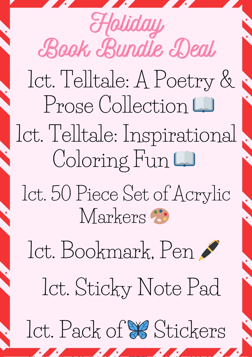 LBAutry's tweet photo. @HancockVanessa Hi, if anyone still needs gift ideas, I got you covered. My Holiday Book Bundle just dropped to $25. Offer valid December 1, 2025 - December 15, 2025 to account for shipping before the holiday 🍬 🌲 ❄️ Tiktok Shop. Let the holiday deals roll in ✨️😌🎁 https://t.co/6jvi137fdk https://t.co/SWAwUXN5Kj